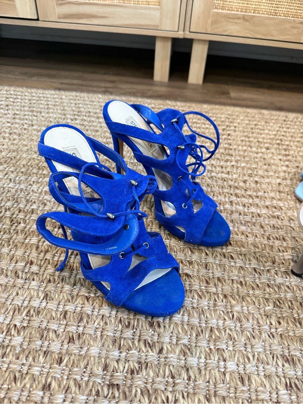 Steve Madden Cobalt Blue Suede Lace-Up Cutout Heels